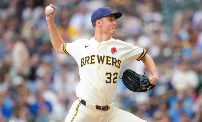 Milwaukee Brewers pitcher Jacob Misiorowski throws during the sixth inning of a baseball game against the St. Louis Cardinals, Monday, May 25, 2026, in Milwaukee. (AP Photo/Kayla Wolf)