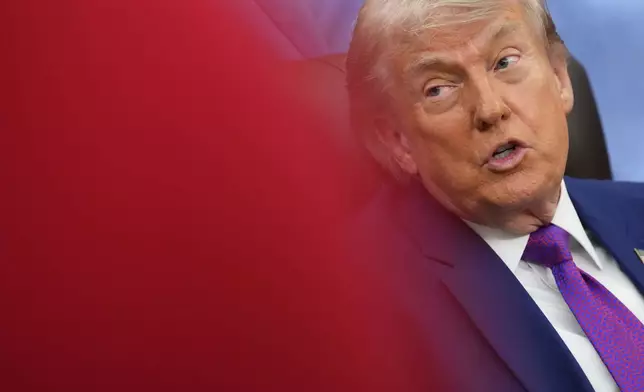 President Donald Trump speaks at an event about maternal healthcare, Monday, May 11, 2026, in the Oval Office of the White House, in Washington. (AP Photo/Jacquelyn Martin)