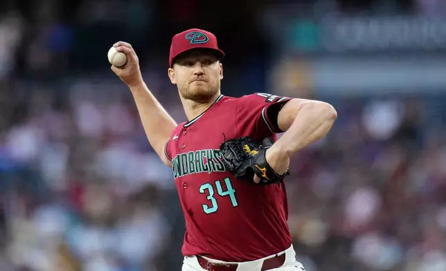 Arizona Diamondbacks starting pitcher Michael Soroka throws against the Pittsburgh Pirates during the first inning of a baseball game, Wednesday, May 6, 2026, in Phoenix. (AP Photo/Ross D. Franklin)