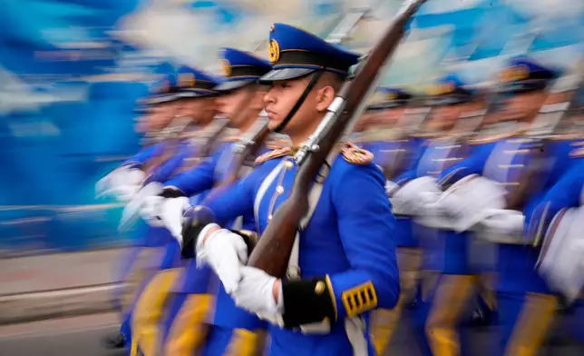 FILE - Military school students march during the 215th Independence Day parade in Asuncion, Paraguay, May 14, 2026. (AP Photo/Jorge Saenz, File)
