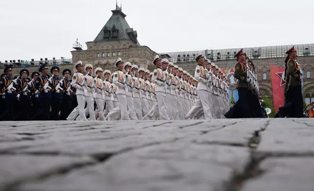 North Korea's servicemen march as they attend the Victory Day military parade in Moscow, Saturday, May 9, 2026, during celebrations of the 81st anniversary of the Soviet Union's victory over Nazi Germany during World War II. (AP Photo/Pavel Bednyakov, Pool)