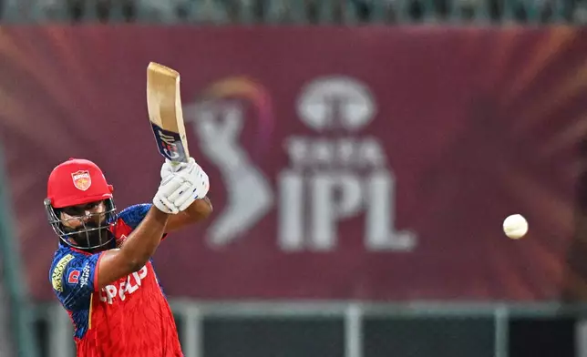 Punjab Kings' captain Shreyas Iyer plays a shot during the Indian Premier League cricket match between Lucknow Super Giants and Punjab Kings, in Lucknow, India, Saturday, May 23, 2026. (AP Photo)
