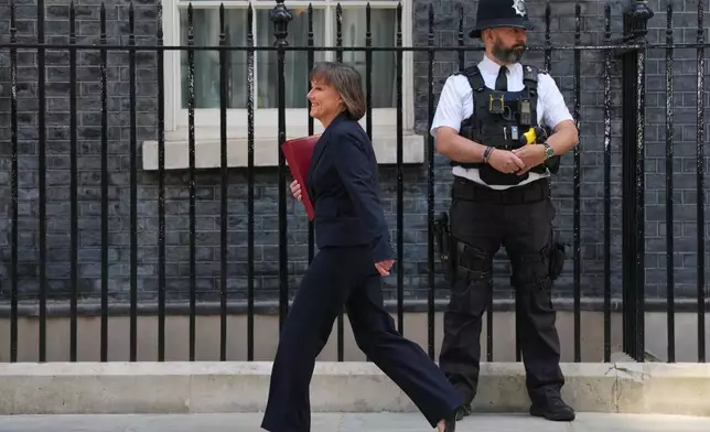 Secretary of State for Wales Jo Stevens arrives for a cabinet meeting in Downing Street, London, Tuesday, May 12, 2026 as Britain's Prime Minister Keir Starmer is facing the biggest threat yet to his authority after a growing number of disaffected lawmakers called for him to step down.(AP Photo/Kirsty Wigglesworth)