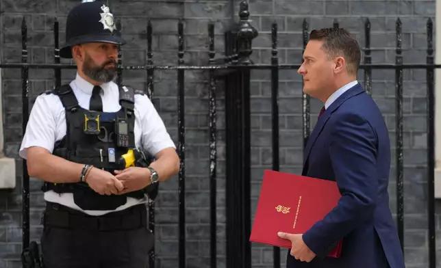 Secretary of State for Health and Social Care Wes Streeting arrives for a cabinet meeting in Downing Street, London, Tuesday, May 12, 2026 as Britain's Prime Minister Keir Starmer is facing the biggest threat yet to his authority after a growing number of disaffected lawmakers called for him to step down.(AP Photo/Kirsty Wigglesworth)