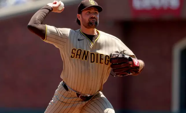 San Diego Padres pitcher Matt Waldron throws during the second inning of a baseball game against the San Francisco Giants in San Francisco, Wednesday, May 6, 2026. (AP Photo/Jed Jacobsohn)