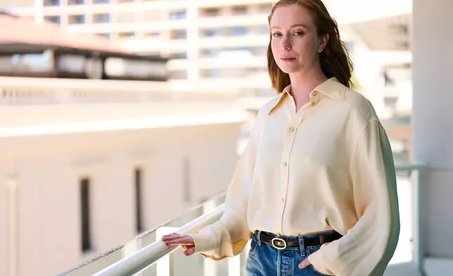 Hannah Einbinder poses for portrait photographs for the film 'Teenage Sex and Death at Camp Miasma' during the 79th international film festival, Cannes, southern France, Tuesday, May 12, 2026. (Photo by Scott A Garfitt/Invision/AP)