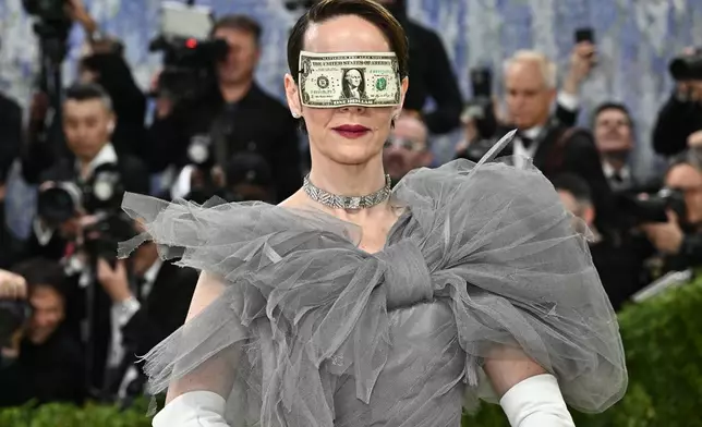 Sarah Paulson arrives at The Metropolitan Museum of Art's Costume Institute benefit gala celebrating the opening of the "Costume Art" exhibition on Monday, May 4, 2026, in New York. (Photo by Evan Agostini/Invision/AP)