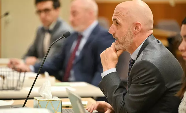 Ventura County prosecutor Andrew Sullivant, right, speaks during the arraignment of singer Britney Spears in a DUI case at the Ventura County Superior Court in Ventura, Calif., on Monday, May 4, 2026. (Frederic J. Brown/Pool Photo via AP)