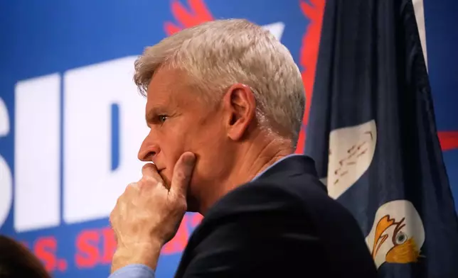 U.S. Sen. Bill Cassidy, R-La., greets supporters at a campaign stop at Drago's Restaurant Tuesday, May 5, 2026, in Metairie, La. (AP Photo/Gerald Herbert)