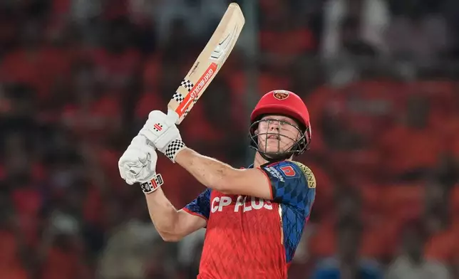 Punjab Kings' Cooper Connolly plays a shot during the Indian Premier League cricket match between Sunrisers Hyderabad and Punjab Kings in Hyderabad, India, Wednesday, May 6, 2026. (AP Photo/Mahesh Kumar A.)