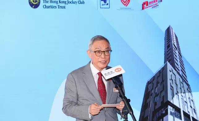 Club Steward Jackson Woo delivers a speech.