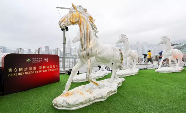 Horse sculptures created by renowned artist Simon Ma, are on show at the piazza of the Hong Kong Cultural Centre from today until 21 May.