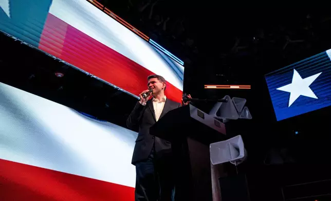 Texas state Rep. and Democratic Senate candidate James Talarico attends a rally in Houston, Wednesday, May 27, 2026. (AP Photo/Joel Angel Juarez)