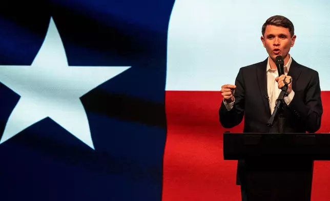 Texas state Rep. and Democratic Senate candidate James Talarico attends a rally in Houston, Wednesday, May 27, 2026. (AP Photo/Joel Angel Juarez)