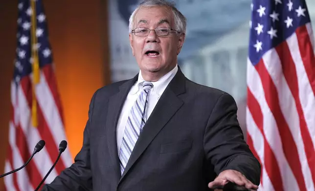 FILE - Rep. Barney Frank, D-Mass. gestures during his news conference on Capitol Hill in Washington, Nov. 29, 2011. . (AP Photo/Pablo Martinez Monsivais, File)