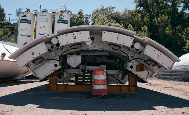 A part of the Tunnel Boring Machine is seen at the site of the Palisades Tunnel Project, part of the Gateway Program, on Tuesday, May 12, 2026, in North Bergen, N.J. (AP Photo/Andres Kudacki)