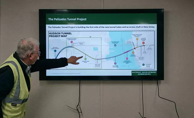 James Starace, chief of program delivery for the Gateway Development Commission, speaks during a media tour of the Palisades Tunnel Project, part of the Gateway Program, on Tuesday, May 12, 2026, in North Bergen, N.J. (AP Photo/Andres Kudacki)