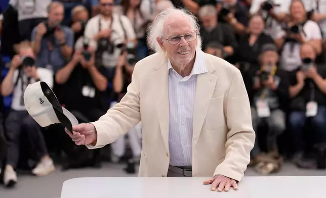 Bruce Dern poses for photographers at the photo call for the film 'Dernsie: The Amazing Life of Bruce Dern' at the 79th international film festival, Cannes, southern France, Wednesday, May 20, 2026. (AP Photo/John Locher)