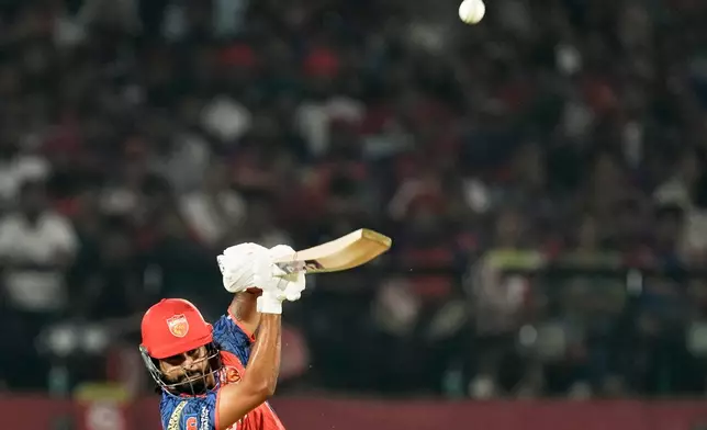 Punjab Kings' captain Shreyas Iyer plays a shot during the Indian Premier League cricket match between Delhi Capitals and Punjab Kings in Dharamshala, India, Monday, May 11, 2026. (AP Photo/Ashwini Bhatia)
