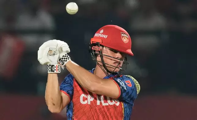 Punjab Kings' Cooper Connolly plays a shot during the Indian Premier League cricket match between Delhi Capitals and Punjab Kings in Dharamshala, India, Monday, May 11, 2026. (AP Photo/Ashwini Bhatia)