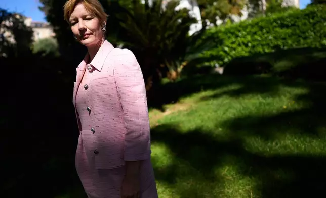 Sandra Hüller poses for portrait photographs for the film 'Fatherland' during the 79th international film festival, Cannes, southern France, Saturday, May 16, 2026. (Photo by Scott A Garfitt/Invision/AP)