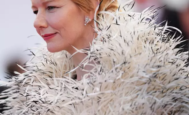 Sandra Hüller poses for photographers upon arrival at the premiere of the film 'Fatherland' at the 79th international film festival, Cannes, southern France, Thursday, May 14, 2026. (Photo by Scott A Garfitt/Invision/AP)