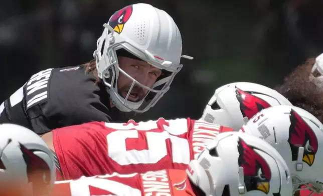 Arizona Cardinals quarterback Gardner Minshew participates in the NFL football team's practice, Wednesday, May 27, 2026, in Tempe, Ariz. (AP Photo/Rick Scuteri)