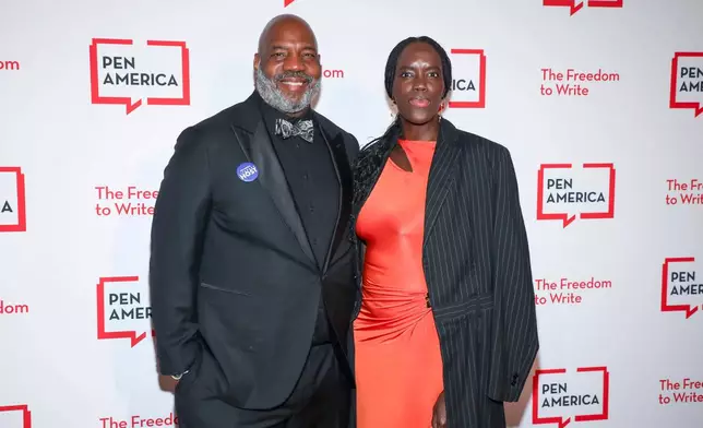 Jelani Cobb, left, and Danielle Powell Cobb attend the PEN America Literary Gala at The American Museum of Natural History on Thursday, May 14, 2026, in New York. (Photo by Andy Kropa/Invision/AP)