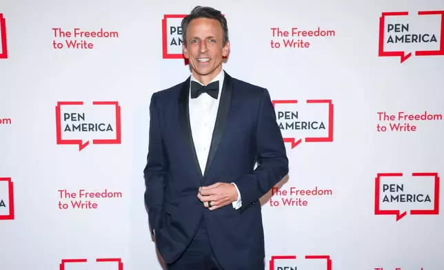 Seth Meyers attends the PEN America Literary Gala at The American Museum of Natural History on Thursday, May 14, 2026, in New York. (Photo by Andy Kropa/Invision/AP)