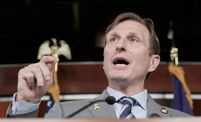 FILE - Rep. Dan Goldman, D-N.Y., speaks during a news conference at the U.S. Capitol, July 2, 2025, in Washington. (AP Photo/Mariam Zuhaib, file)