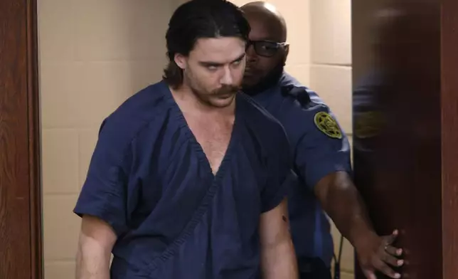 Dalton Eatherly, who goes by the moniker Chud the Builder, attends a hearing at the Montgomery County Courthouse, Thursday, May 21, 2026, in Clarksville, Tenn. (AP Photo/Adin Parks)