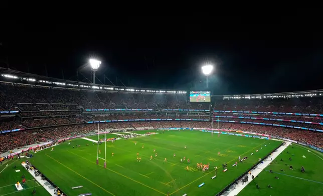 FILE - A general view during the second rugby union test between Australia and the British &amp; Irish Lions at the Melbourne Cricket Ground in Melbourne, Australia, Saturday, July 26, 2025. (AP Photo/Asanka Brendon Ratnayake, file)