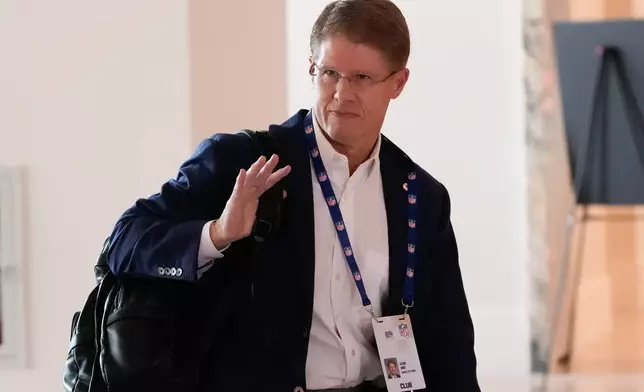 Clark Hunt, owner of the Kansas City Chiefs, arrives at the NFL football owners' meetings Tuesday, May 19, 2026, in Orlando, Fla. (AP Photo/John Raoux)