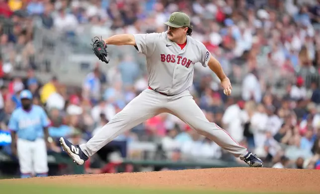 Boston Red Sox pitcher Payton Tolle (70) delivers in the first inning of a baseball game against the Atlanta Braves Saturday, May 16, 2026, in Atlanta. (AP Photo/Brynn Anderson)