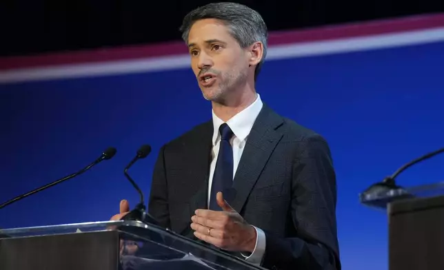 Matt Mahan speaks during a gubernatorial debate hosted by CBS LA at Pomona College in Claremont, Calif., Tuesday, April 28, 2026. (AP Photo/Jae C. Hong)