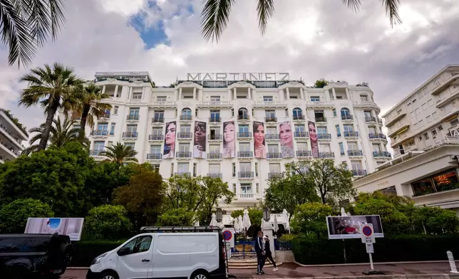 Hotel Martinez during preparations for the 79th international film festival, Cannes, southern France, Monday, May 11, 2026. (AP Photo/Andreea Alexandru)