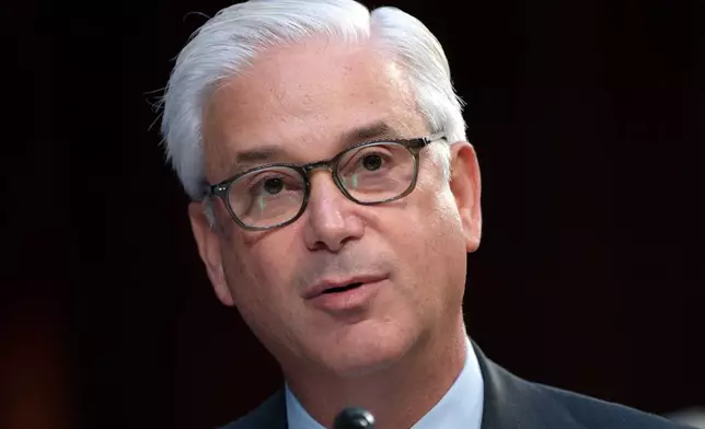 FILE - Wells Fargo &amp; Company CEO and President Charles Scharf testifies at a Senate Banking Committee annual Wall Street oversight hearing, Thursday, Sept. 22, 2022, on Capitol Hill in Washington. (AP Photo/Jacquelyn Martin, File)