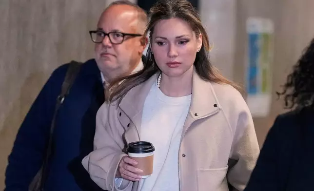 Jessica Mann arrives for Harvey Weinstein's trial in criminal court, in New York, Tuesday, April 28, 2026. (AP Photo/Richard Drew)