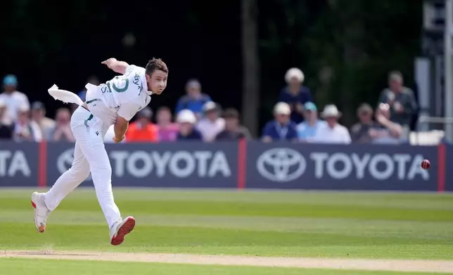 Ireland's Thomas Mayes in action on day one of the International Test Match between Ireland and New Zealand, in Belfast, Ireland, Wednesday May 27, 2026. (Niall Carson/PA via AP)