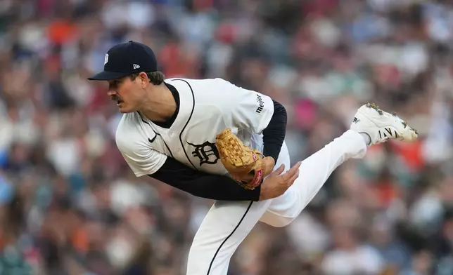 Detroit Tigers pitcher Drew Anderson throws against the Los Angeles Angels during the fifth inning of a baseball game Wednesday, May 27, 2026, in Detroit. (AP Photo/Paul Sancya)