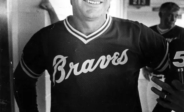 FILE - Manager Bobby Cox smiles after the Atlanta Braves board meeting in Atlanta on Sept. 30, 1981. (Andy Sharp/Atlanta Journal-Constitution via AP, File)