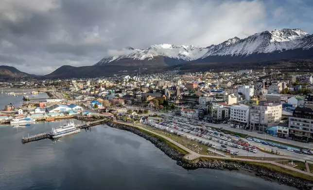 The sun shines down on Ushuaia, Argentina, Thursday, May 14, 2026. (AP Photo/Joel Reyero)