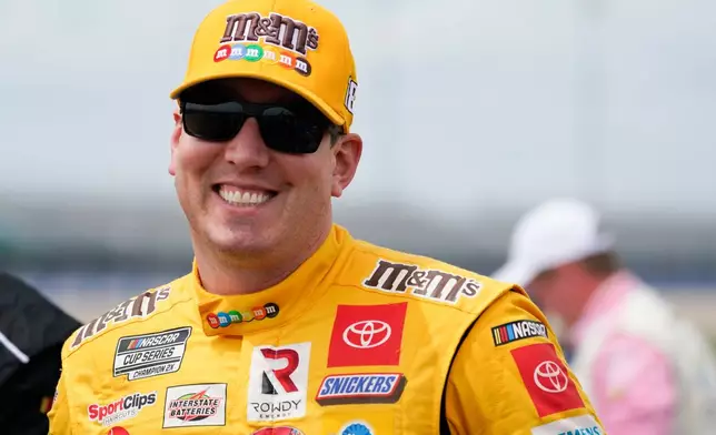 FILE - Kyle Busch waits for the start of a NASCAR Xfinity Series auto race Saturday, June 19, 2021, in Lebanon, Tenn. (AP Photo/Mark Humphrey, File)