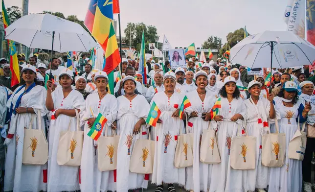 Supporters of Ethiopia's ruling Prosperity Party attend a rally ahead of the national elections in Addis Ababa, Ethiopia, Tuesday, May 26, 2026. (AP Photo/Amanuel Sileshi)