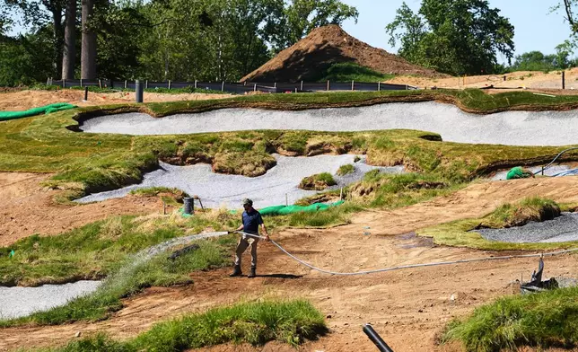 Construction is under way at the Cobbs Creek Golf Club in Philadelphia, Tuesday, May 12, 2026. (AP Photo/Matt Rourke)