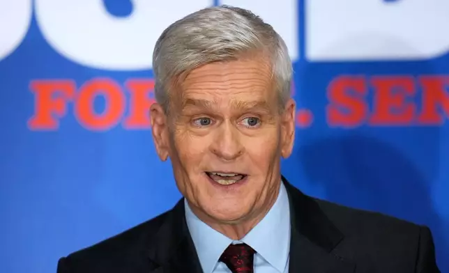 Sen. Bill Cassidy, R-La., speaks to supporters during an election night watch party Saturday, May 16, 2026, in Baton Rouge, La. (AP Photo/Gerald Herbert)