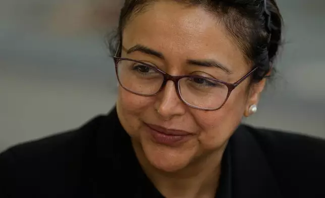 Attorney Dr. Nidaa Pervaiz is interviewed outside of Immigration Court Tuesday, May 12, 2026, in Concord, Calif. (AP Photo/Jeff Chiu)