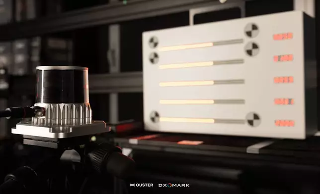 DXOMARK tests rolling shutter and timing precision on Ouster's Rev8 OS digital lidar.