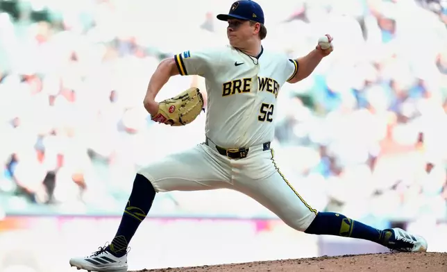 Milwaukee Brewers pitcher Kyle Harrison throws during the second inning of a baseball game against the San Diego Padres, Thursday, May 14, 2026, in Milwaukee. (AP Photo/Kayla Wolf)