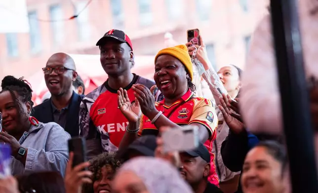 People listen as New York Mayor Zohran Mamdani makes a World Cup soccer tournament announcement at Harlem Tavern, Thursday, May 21, 2026 in New York. (AP Photo/Adam Gray)